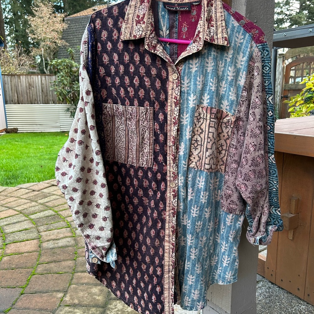 Sacred Threads Boho Patch Blouse Plus Size - image 1